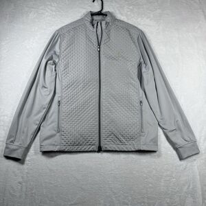 PGA Tour Golf Texture Fall Jacket Quiet Shade Gray Medium Quarter‎ Zip Collar